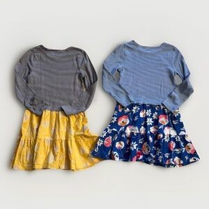 Bundle/Lot Of 2! Tea Collection Dandelions Floral Tiered Skirted Dress Girl's 8